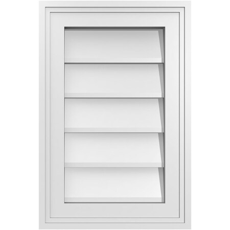 Ekena Millwork Vertical Surface Mount PVC Gable Vnt: Non-Functional, w/2"W x 1-1/2"H, Brickmould Frame, 12"W x 18"H GVPVE12X1802SN
